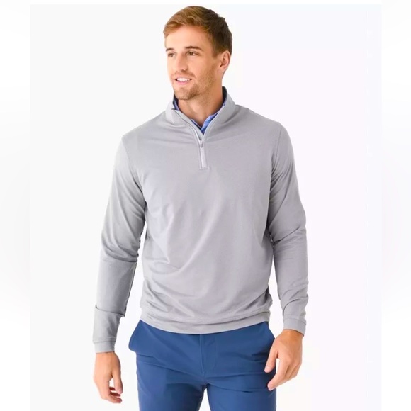 Peter Millar Perth Melange Performance Quarter Zip Mens Size Large Gale Gray - Picture 14 of 14